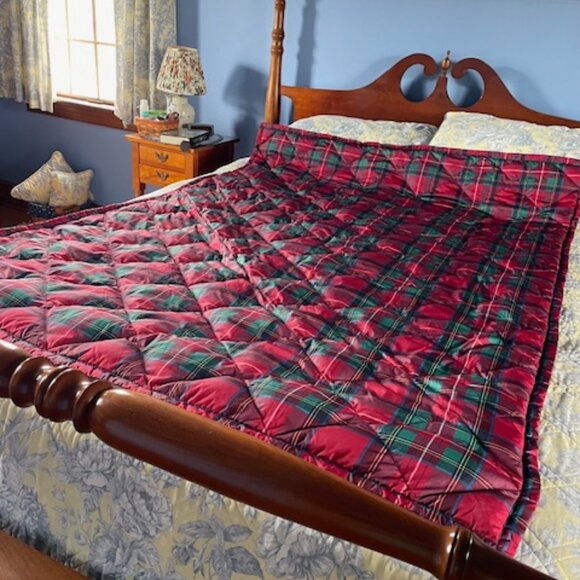 EDDIE BAUER Oversized Cardinal Tartan Plaid Down Throw - Picture 4 of 12